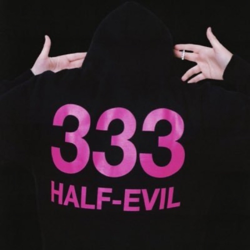 333 Half Evil Hoodie - Black & Hot Pink - Picture 5 of 5